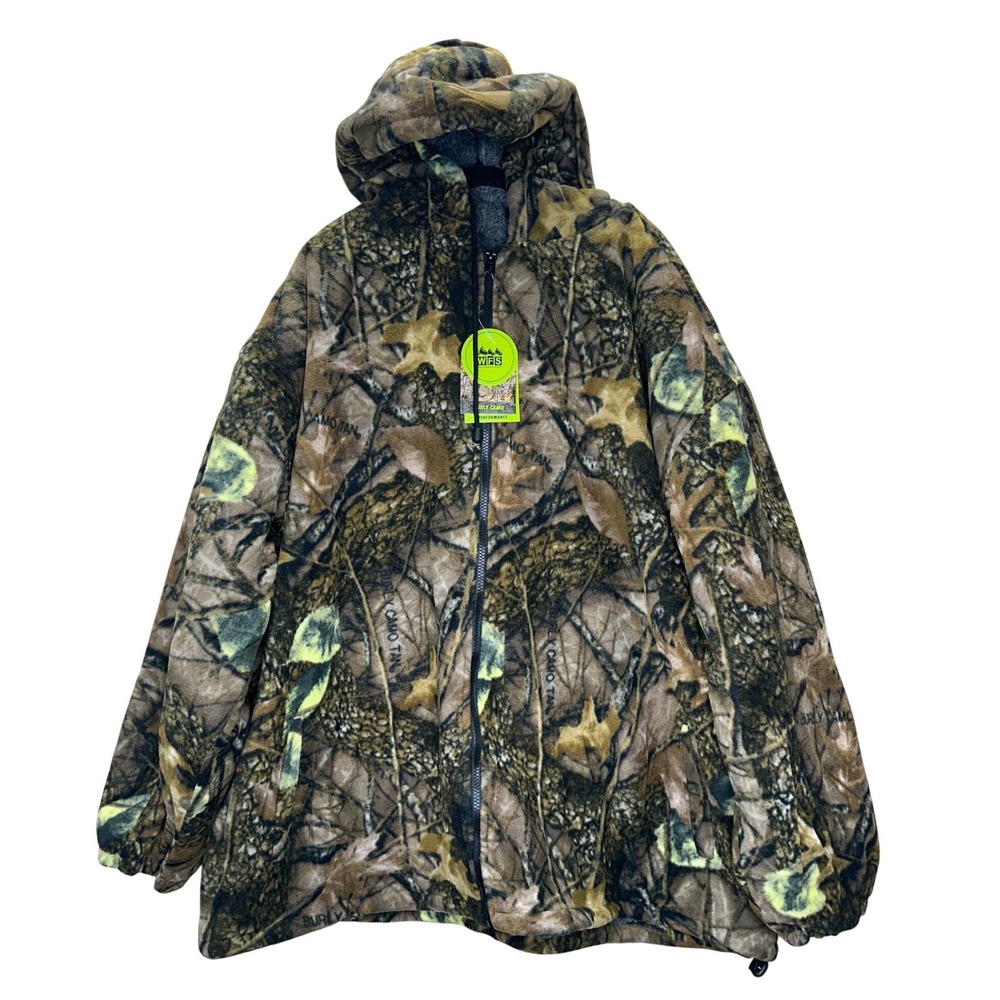 WFS World Famous Sports Men's‎ 3XL Burly Camo Performance Fleece Hooded Jacket
